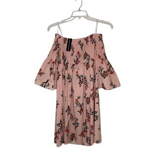 Donna Morgan 3/4 Sleeve smocked‎ Peach Floral Dress Size Medium